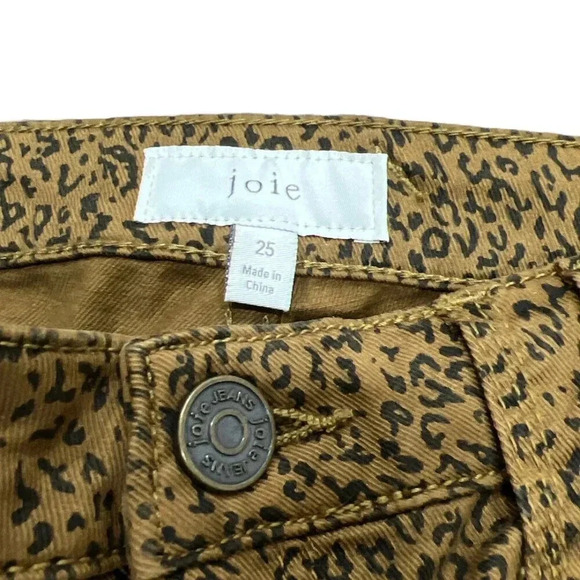 Joie Brown Lacquer Park Skinny Animal Print Crop Jeans 25 - Picture 4 of 4